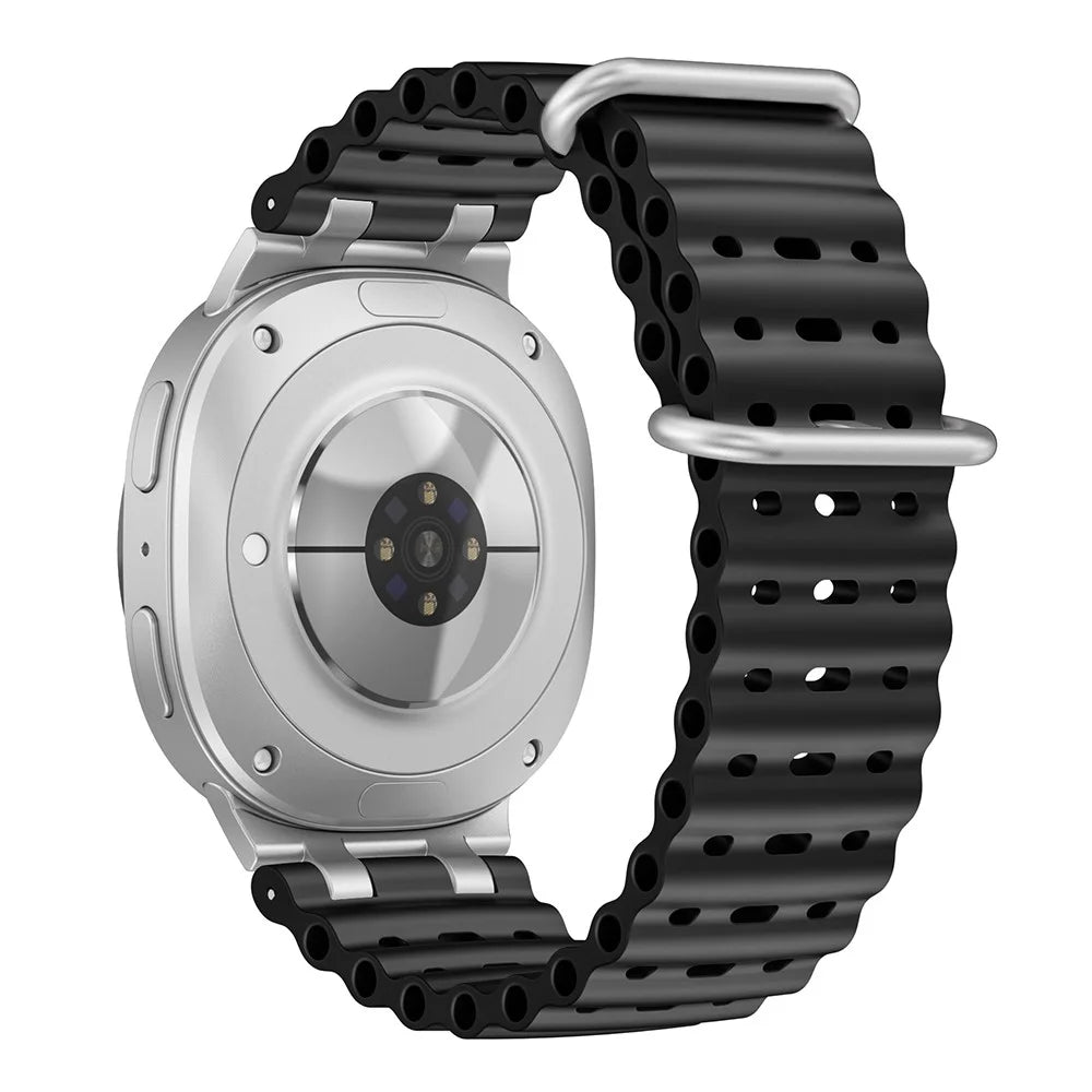 Breathable Watch Strap for Samsung Galaxy Watch8 Classic 46mm / Watch8 44mm / 40mm Silicone Band - Black - 1