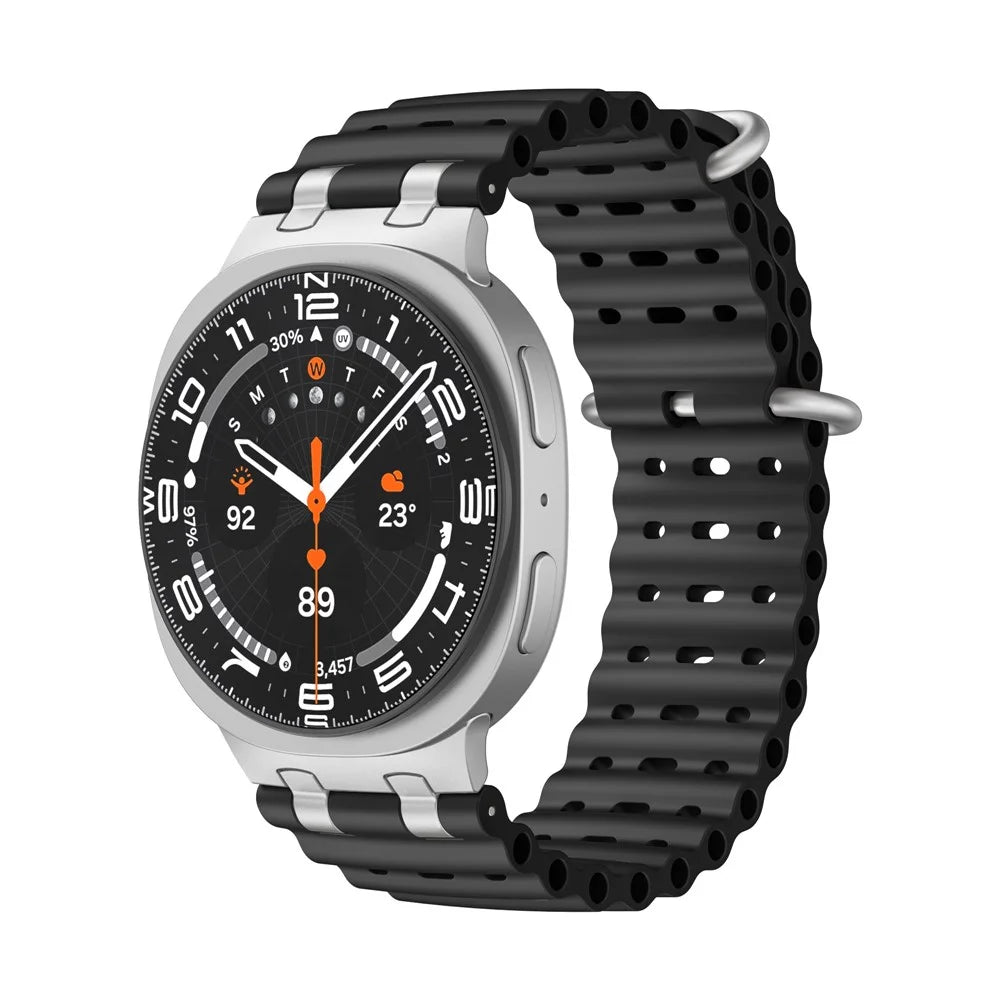 Breathable Watch Strap for Samsung Galaxy Watch8 Classic 46mm / Watch8 44mm / 40mm Silicone Band - Black - 3