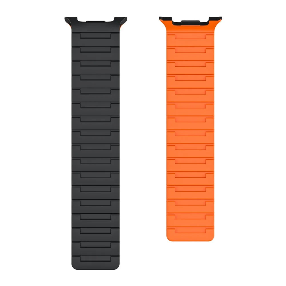 Silicone Strap for Samsung Galaxy Watch8 Classic 46mm  /  Watch8 44mm  /  40mm Magnetic Watchband - Black+Orange - 2