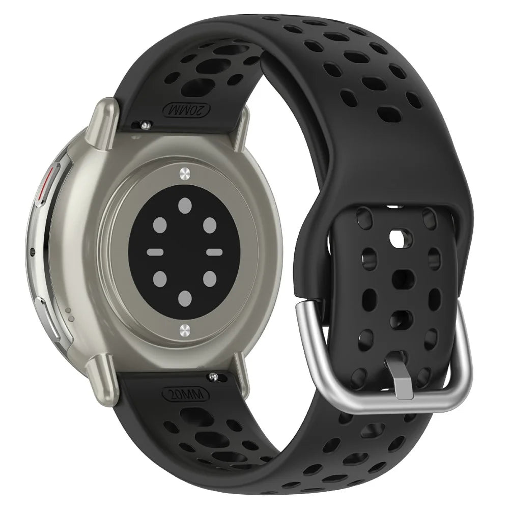 For Huami Amazfit Active 2 Square A2434 Replacement Watch Band 20mm Width Silicone Strap - Black - 1