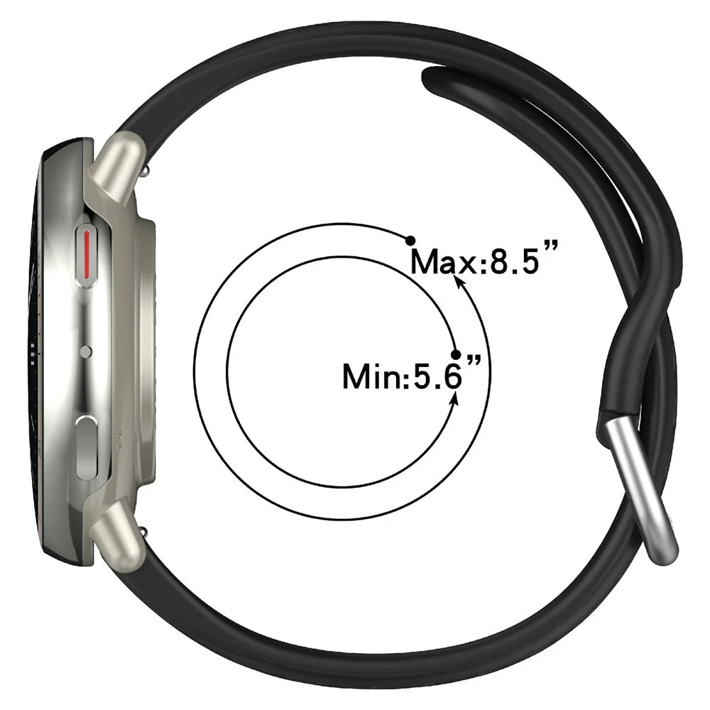 For Huami Amazfit Active 2 Square A2434 Replacement Watch Band 20mm Width Silicone Strap - Black - 7