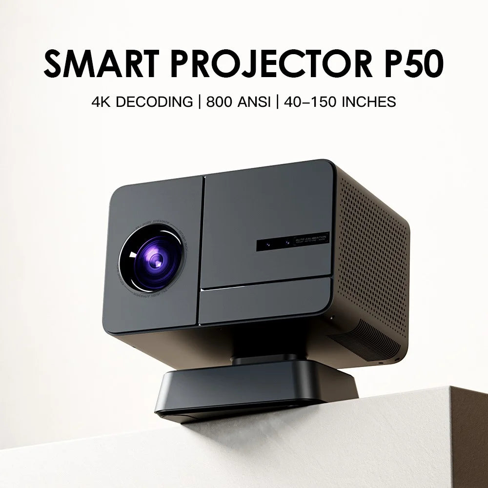 P50Max Android 11 1080P Mini Projector with 2 Gamepads 800 Lumens WiFi Portable Home Theater, 2+16GB - Black / US Plug - 3