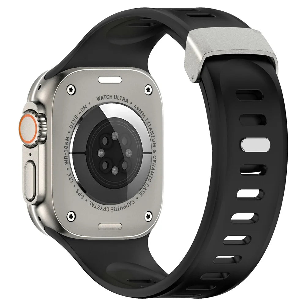 Watch Band For Apple Watch Ultra 3 2 1 49mm / Series 11 10 46mm / 9 8 7 45mm / SE3 SE2 SE 6 5 4 44mm / 3 2 1 42mm Silicone Wrist Strap - Black - 1