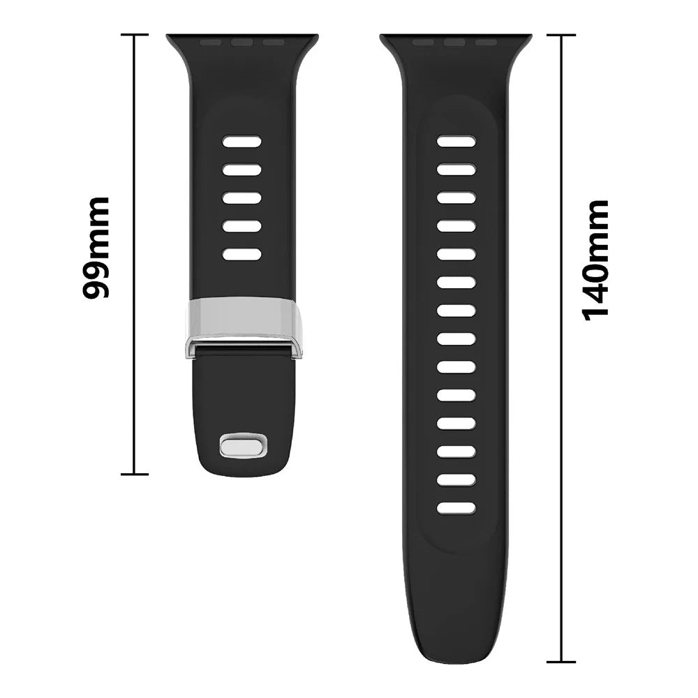 Watch Band For Apple Watch Ultra 3 2 1 49mm / Series 11 10 46mm / 9 8 7 45mm / SE3 SE2 SE 6 5 4 44mm / 3 2 1 42mm Silicone Wrist Strap - Black - 4