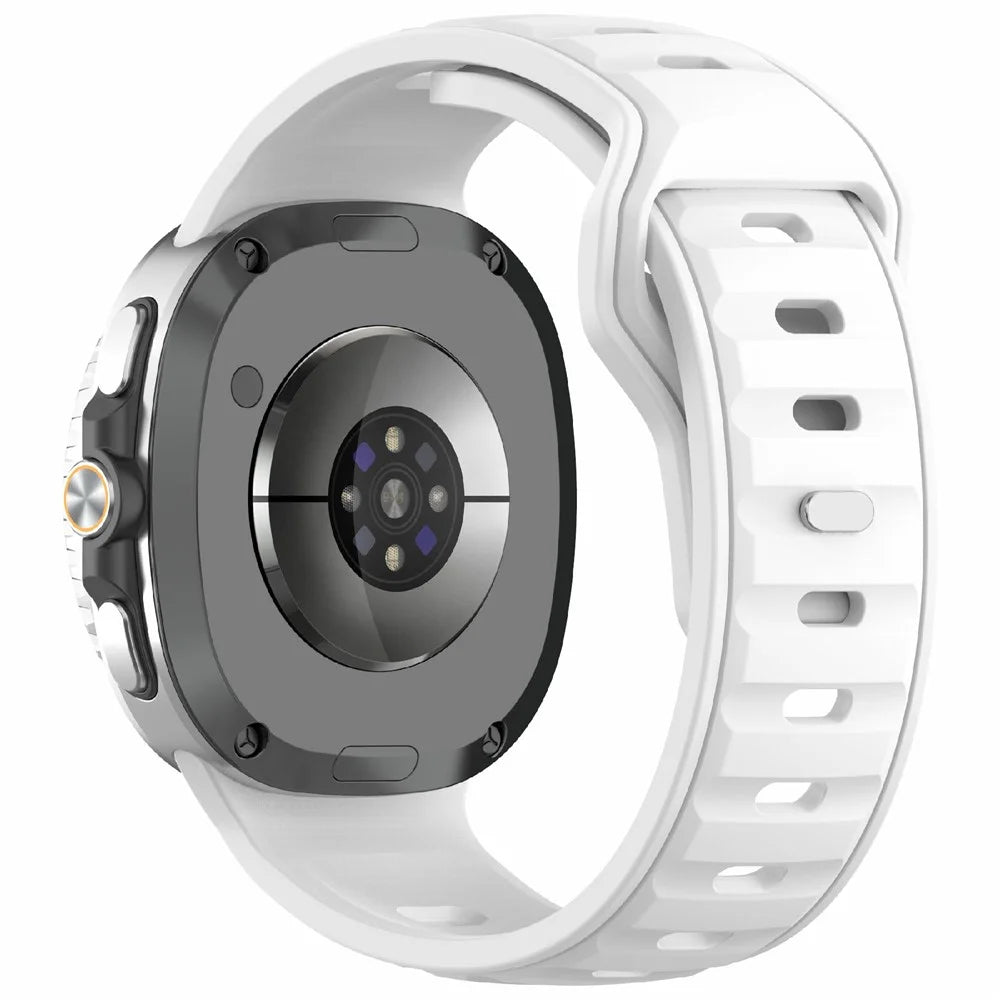 Silicone Watch Band For Samsung Galaxy Watch8 40mm 44mm / Watch8 Classic 46mm , Waterproof Soft Strap with Stainless Steel Buckle - White - 1