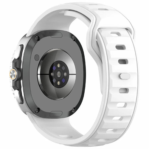 Silicone Watch Band For Samsung Galaxy Watch8 40mm 44mm / Watch8 Classic 46mm , Waterproof Soft Strap with Stainless Steel Buckle - White - 1