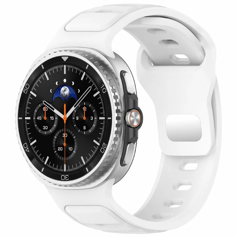 Silicone Watch Band For Samsung Galaxy Watch8 40mm 44mm / Watch8 Classic 46mm , Waterproof Soft Strap with Stainless Steel Buckle - White - 2