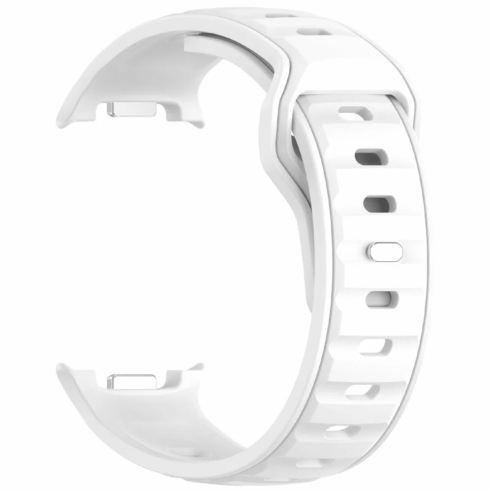 Silicone Watch Band For Samsung Galaxy Watch8 40mm 44mm / Watch8 Classic 46mm , Waterproof Soft Strap with Stainless Steel Buckle - White - 3