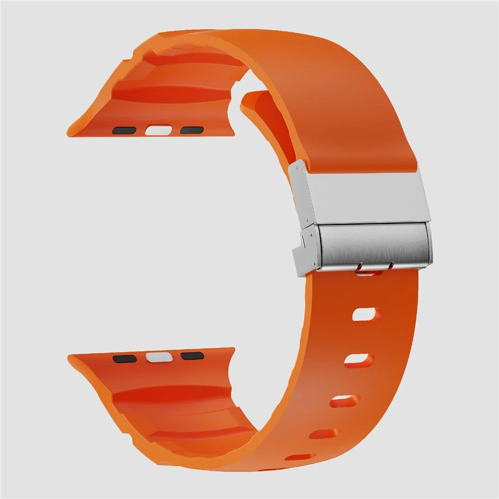 Watch Band For Apple Watch Ultra 3 2 1 49mm / Series 11 10 46mm / 9 8 7 45mm / SE3 SE2 SE 6 5 4 44mm / 3 2 1 42mm Magnetic Silicone Strap - Orange - 3