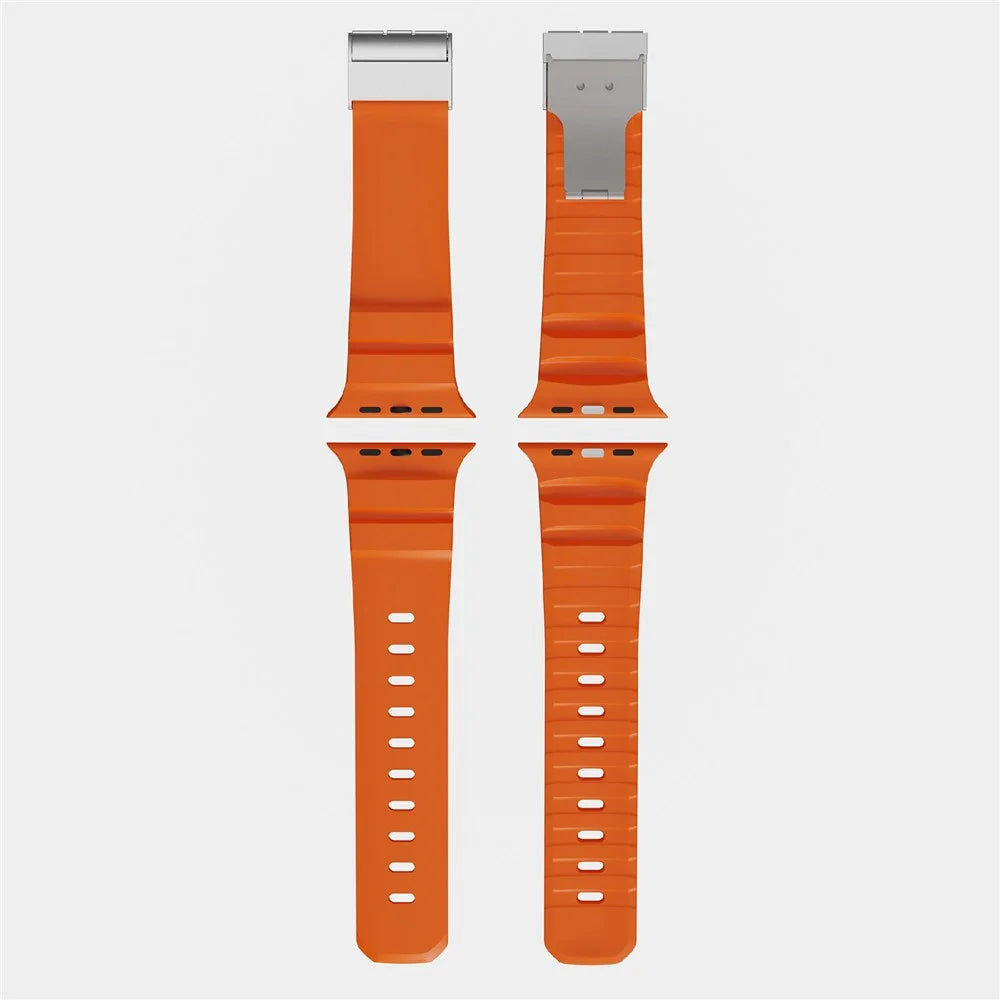 Watch Band For Apple Watch Ultra 3 2 1 49mm / Series 11 10 46mm / 9 8 7 45mm / SE3 SE2 SE 6 5 4 44mm / 3 2 1 42mm Magnetic Silicone Strap - Orange - 5