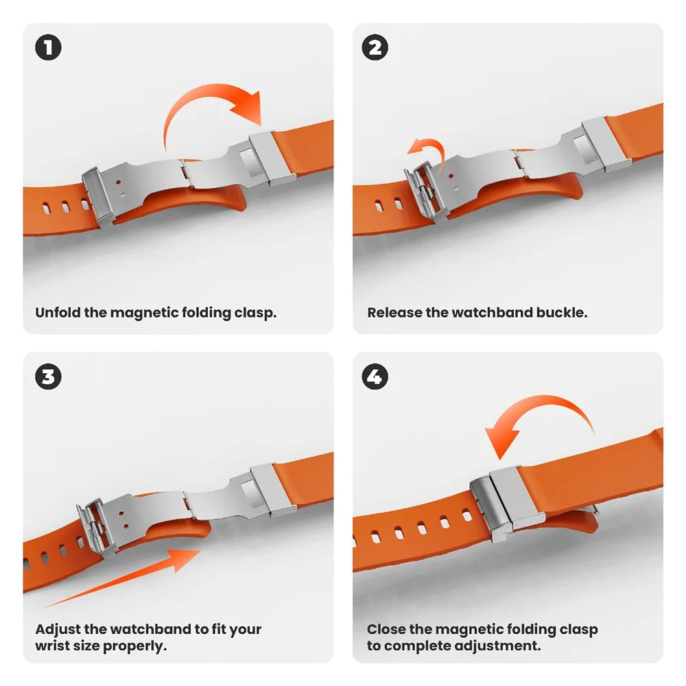 Watch Band For Apple Watch Ultra 3 2 1 49mm / Series 11 10 46mm / 9 8 7 45mm / SE3 SE2 SE 6 5 4 44mm / 3 2 1 42mm Magnetic Silicone Strap - Orange - 6
