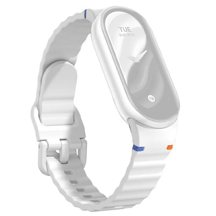 Watch Band For Xiaomi Smart Band 10  /  9  /  8 Stitching Line Wavy Pattern Silicone Wrist Strap - White - 1