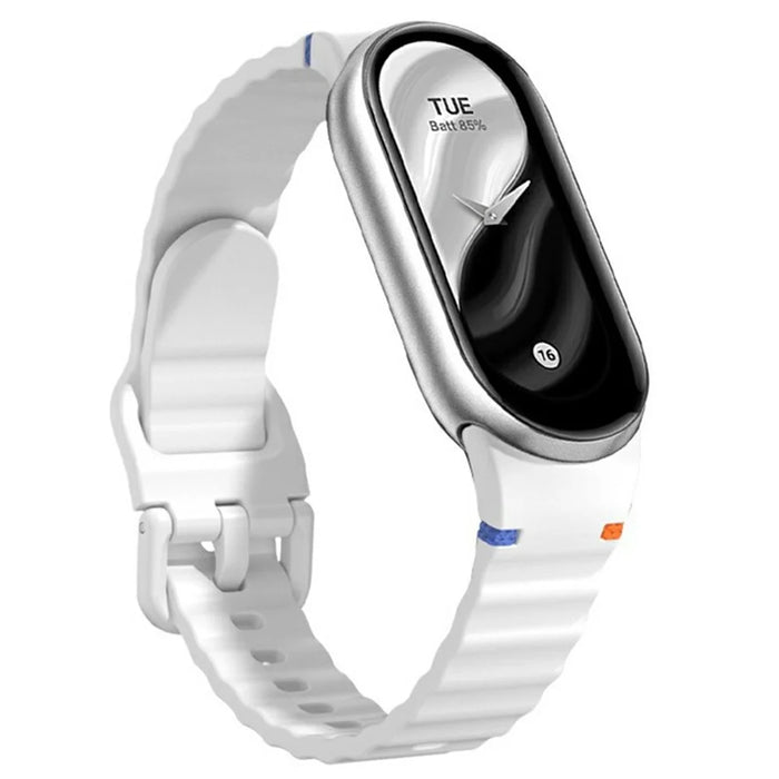Watch Band For Xiaomi Smart Band 10  /  9  /  8 Stitching Line Wavy Pattern Silicone Wrist Strap - White - 2