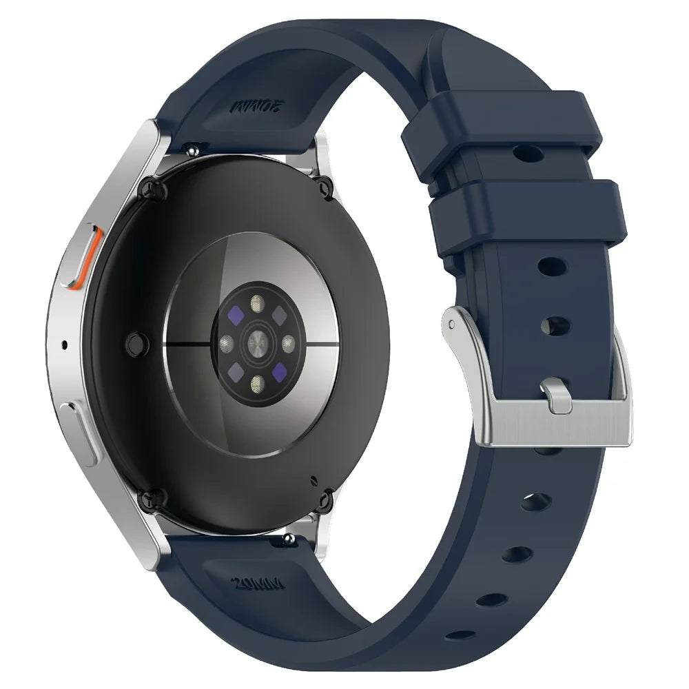 For Samsung Galaxy Watch7 44mm  /  40mm Watch Band 20mm Steel Buckle Solid Color Silicone Strap - Navy Blue - 1