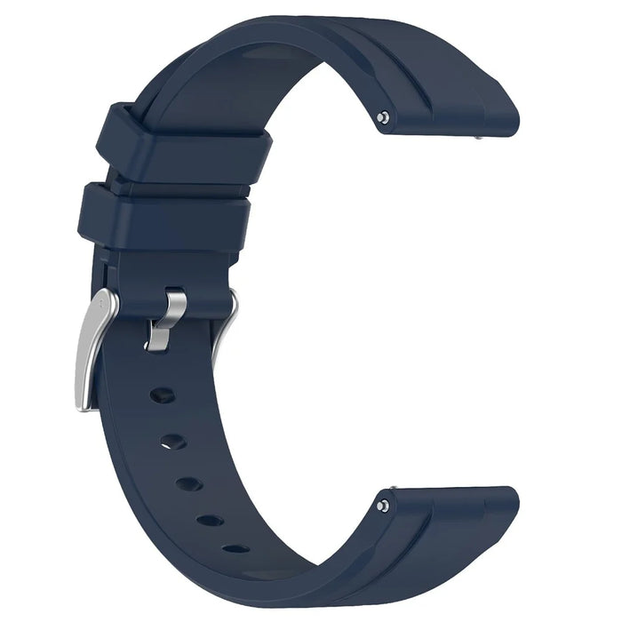 For Samsung Galaxy Watch7 44mm  /  40mm Watch Band 20mm Steel Buckle Solid Color Silicone Strap - Navy Blue - 3