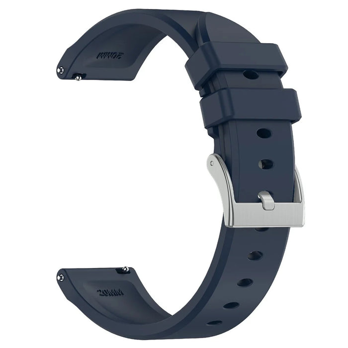 For Samsung Galaxy Watch7 44mm  /  40mm Watch Band 20mm Steel Buckle Solid Color Silicone Strap - Navy Blue - 4