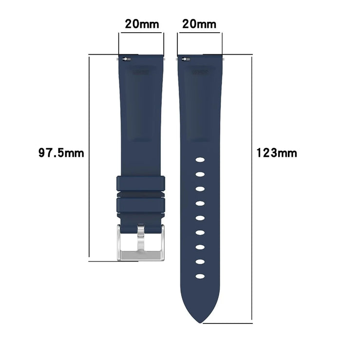 For Samsung Galaxy Watch7 44mm  /  40mm Watch Band 20mm Steel Buckle Solid Color Silicone Strap - Navy Blue - 6