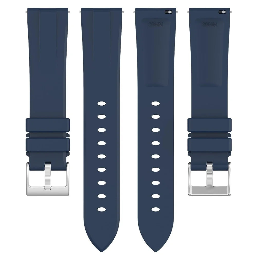 For Huawei Watch GT 5 46mm Watch Band 22mm Steel Buckle Solid Color Silicone Strap - Navy Blue - 5