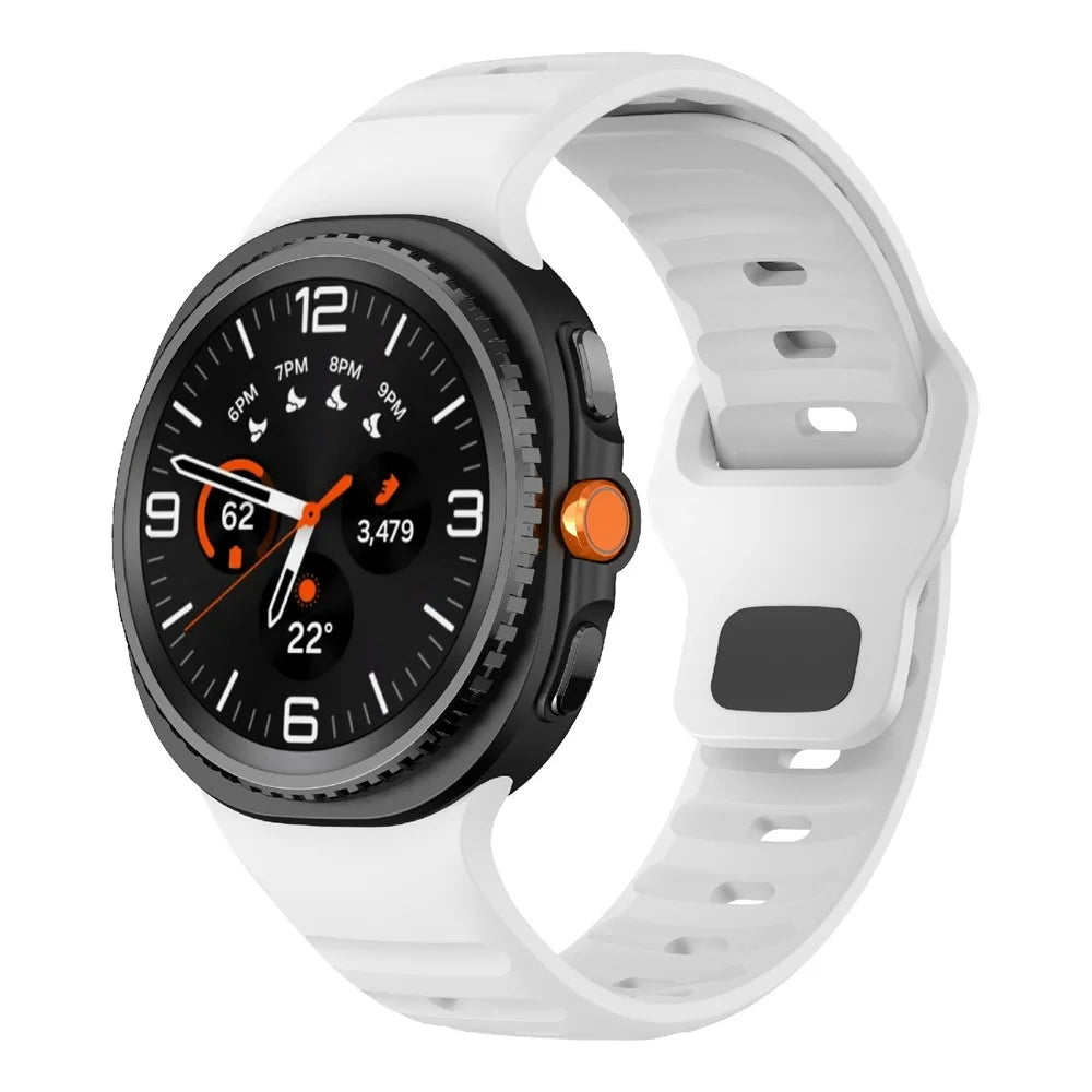 Silicone Watch Band For Samsung Galaxy Watch8 44mm  /  40mm  /  Watch8 Classic 46mm Wave Reverse Buckle Wrist Strap - White - 2