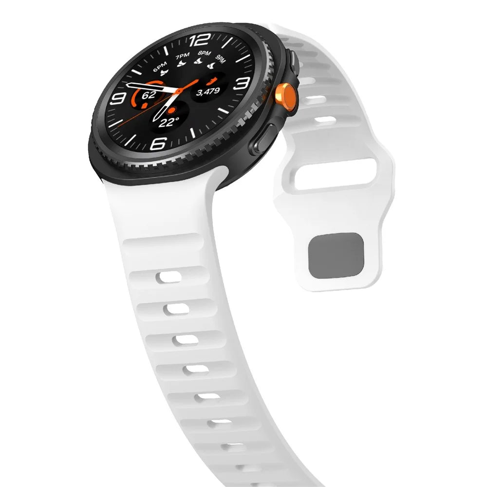 Silicone Watch Band For Samsung Galaxy Watch8 44mm  /  40mm  /  Watch8 Classic 46mm Wave Reverse Buckle Wrist Strap - White - 3