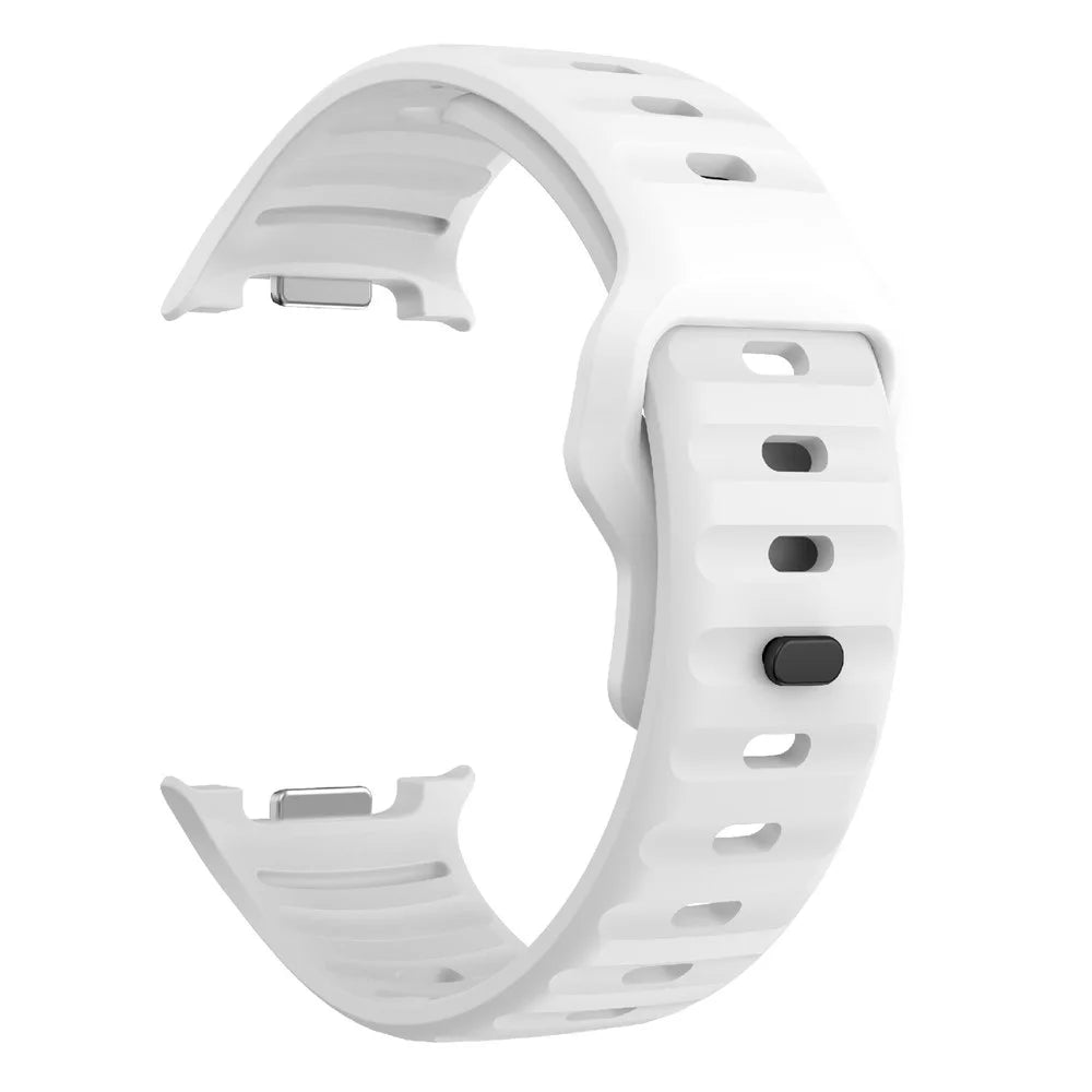 Silicone Watch Band For Samsung Galaxy Watch8 44mm  /  40mm  /  Watch8 Classic 46mm Wave Reverse Buckle Wrist Strap - White - 4