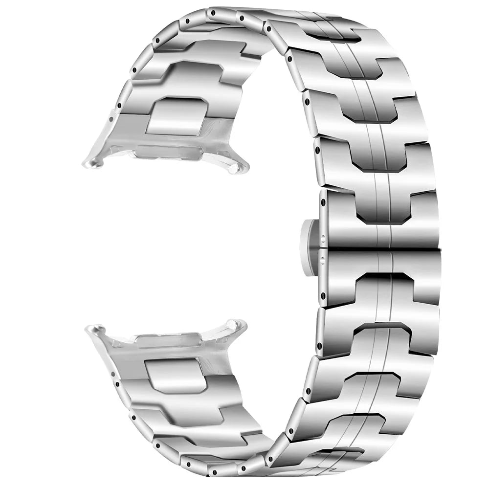 Replacement Strap for Samsung Galaxy Watch8 44mm / 40mm / 8 Classic 46mm Stainless Steel Silver Watch Band with Butterfly Clasp - 1
