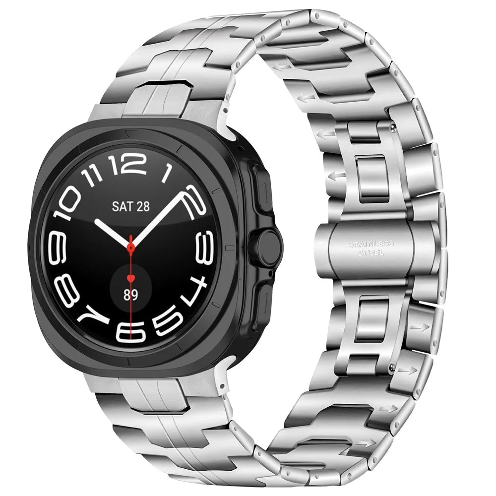 Replacement Strap for Samsung Galaxy Watch8 44mm / 40mm / 8 Classic 46mm Stainless Steel Silver Watch Band with Butterfly Clasp - 2