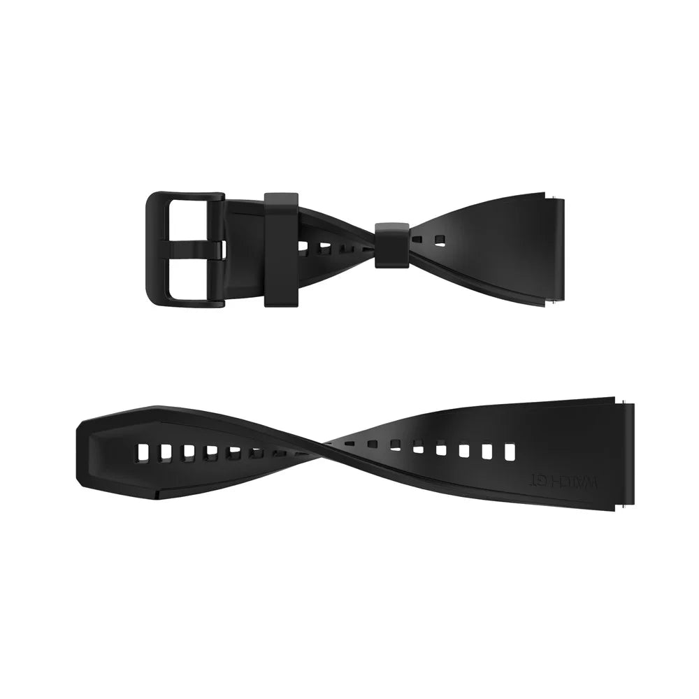 22mm Plain Silicone Watch Band Strap Replacement for Huawei Watch 3/Watch 3 Pro - Black - 6