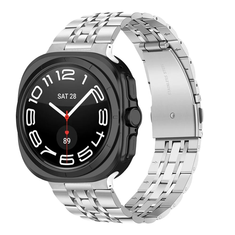 Silver Slim Strap for Samsung Galaxy Watch8 44mm / 40mm / 8 Classic 46mm Stainless Steel Seven-Link Watch Band - 2
