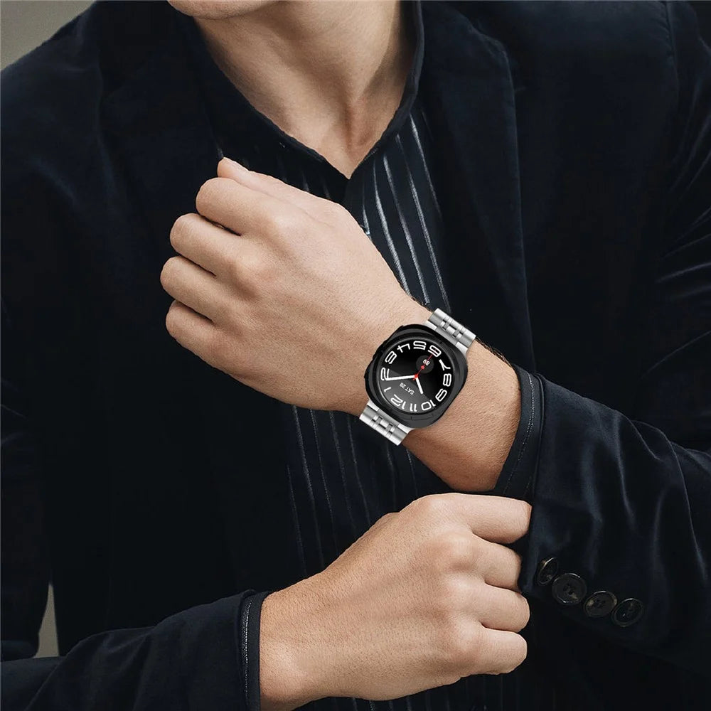 Silver Slim Strap for Samsung Galaxy Watch8 44mm / 40mm / 8 Classic 46mm Stainless Steel Seven-Link Watch Band - 5