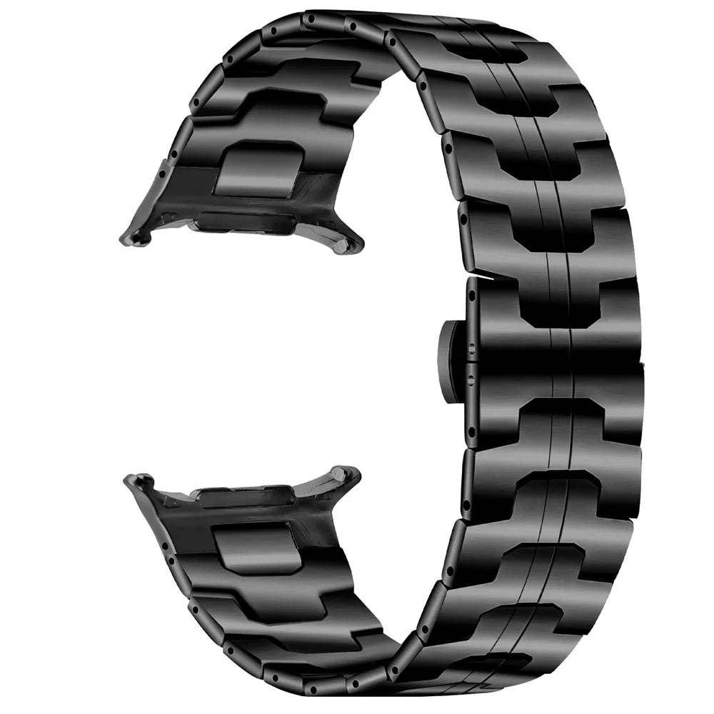Electroplate Color Strap for Galaxy Watch Ultra2 47mm / Watch Ultra (2025) 47mm / Watch Ultra 47mm Metal Watch Band with Butterfly Clasp - Black - 1