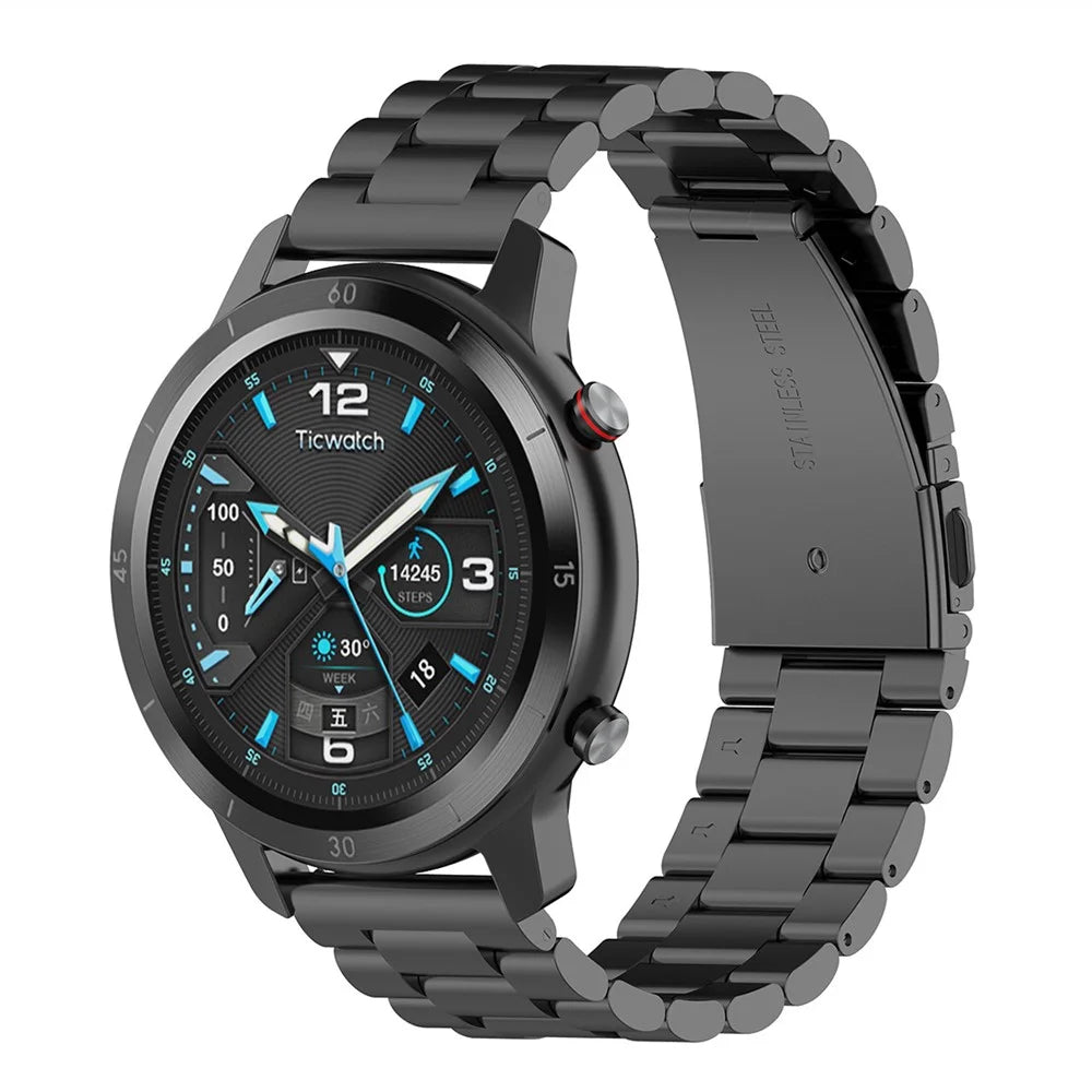 Three Beads Stainless Steel Watch Strap Replacement Band 22mm for Huawei Watch 3/Watch 3 Pro - Black - 2