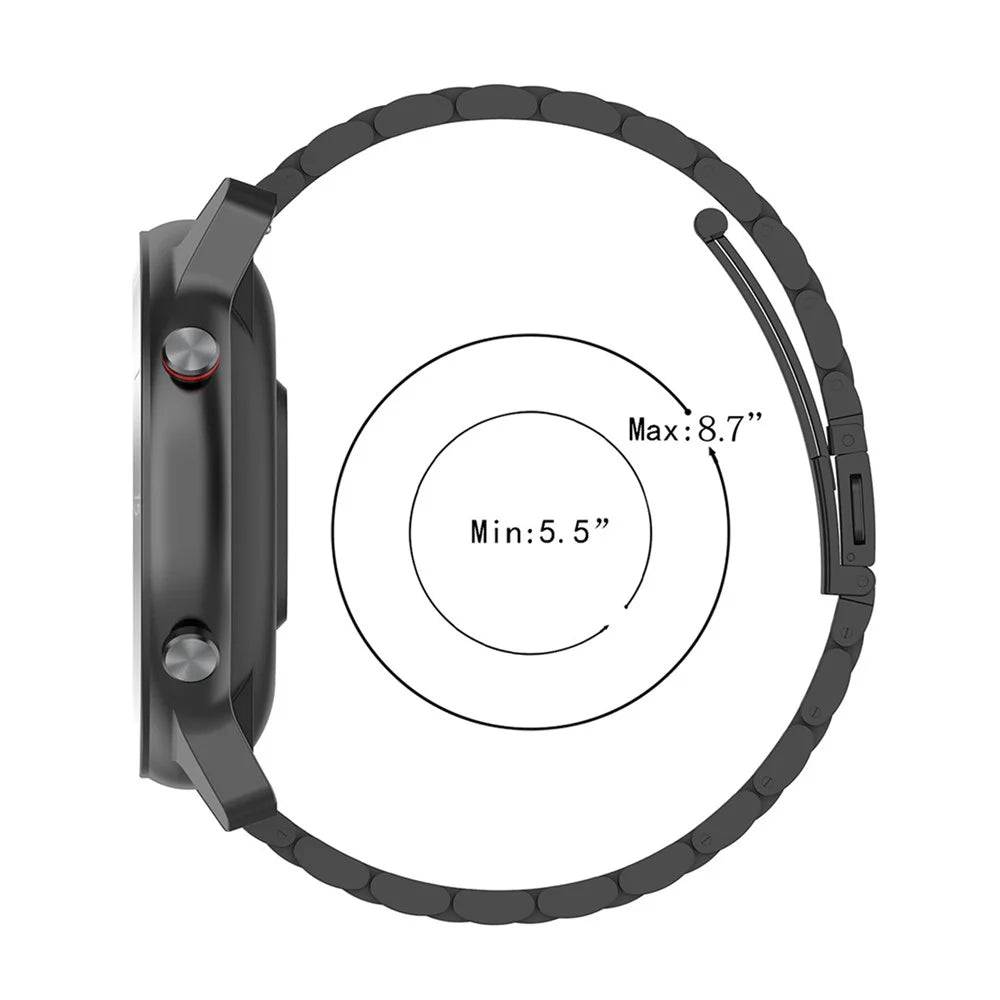 Three Beads Stainless Steel Watch Strap Replacement Band 22mm for Huawei Watch 3/Watch 3 Pro - Black - 6