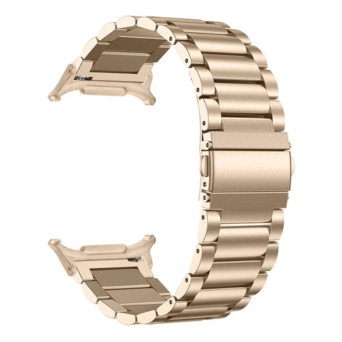 For Samsung Galaxy Watch Ultra2 47mm / Watch Ultra (2025) 47mm / Watch Ultra 47mm Band 3-Bead Electroplating Color Metal Watch Strap - Retro Gold - 1
