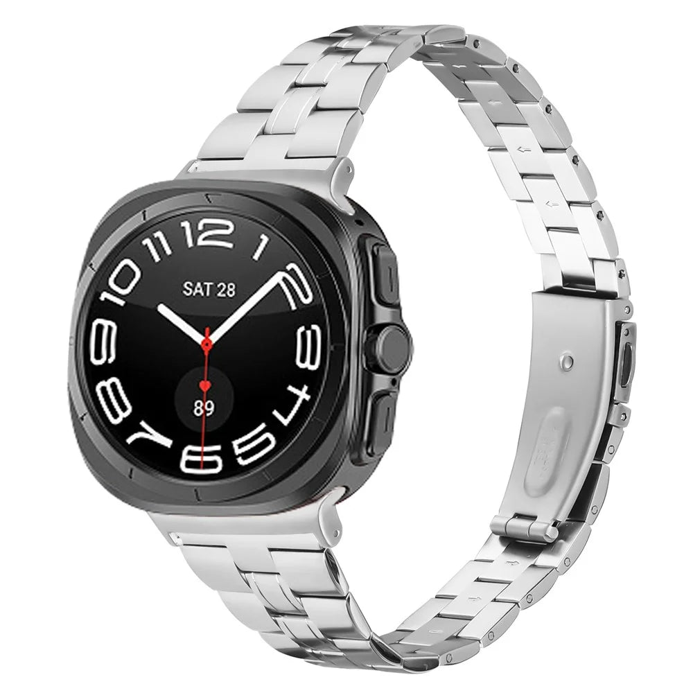 For Samsung Galaxy Watch Ultra2 47mm / Watch Ultra (2025) 47mm / Watch Ultra 47mm Band 3-Bead Silver Stainless Steel Watch Strap - 3