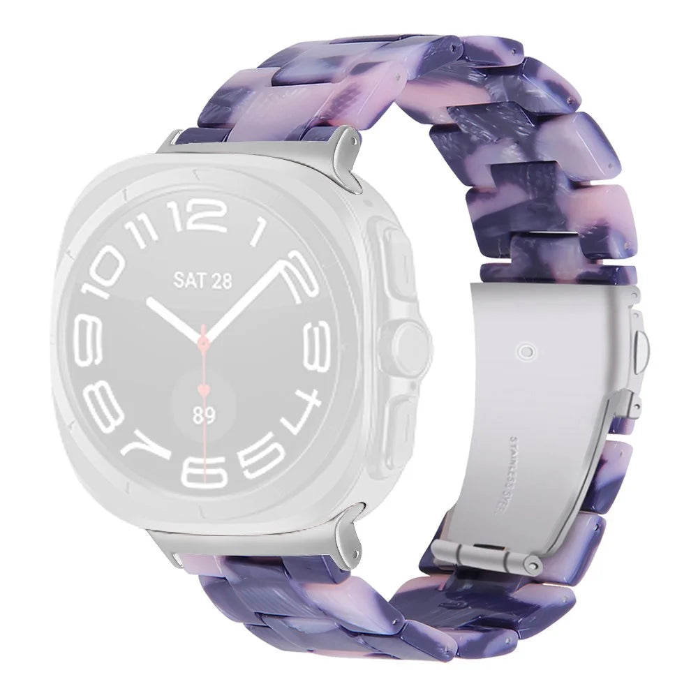For Samsung Galaxy Watch Ultra2 47mm / Watch Ultra (2025) 47mm / Watch Ultra 47mm Band Acrylic Waterproof Resin Watch Strap - Black / Pink - 1