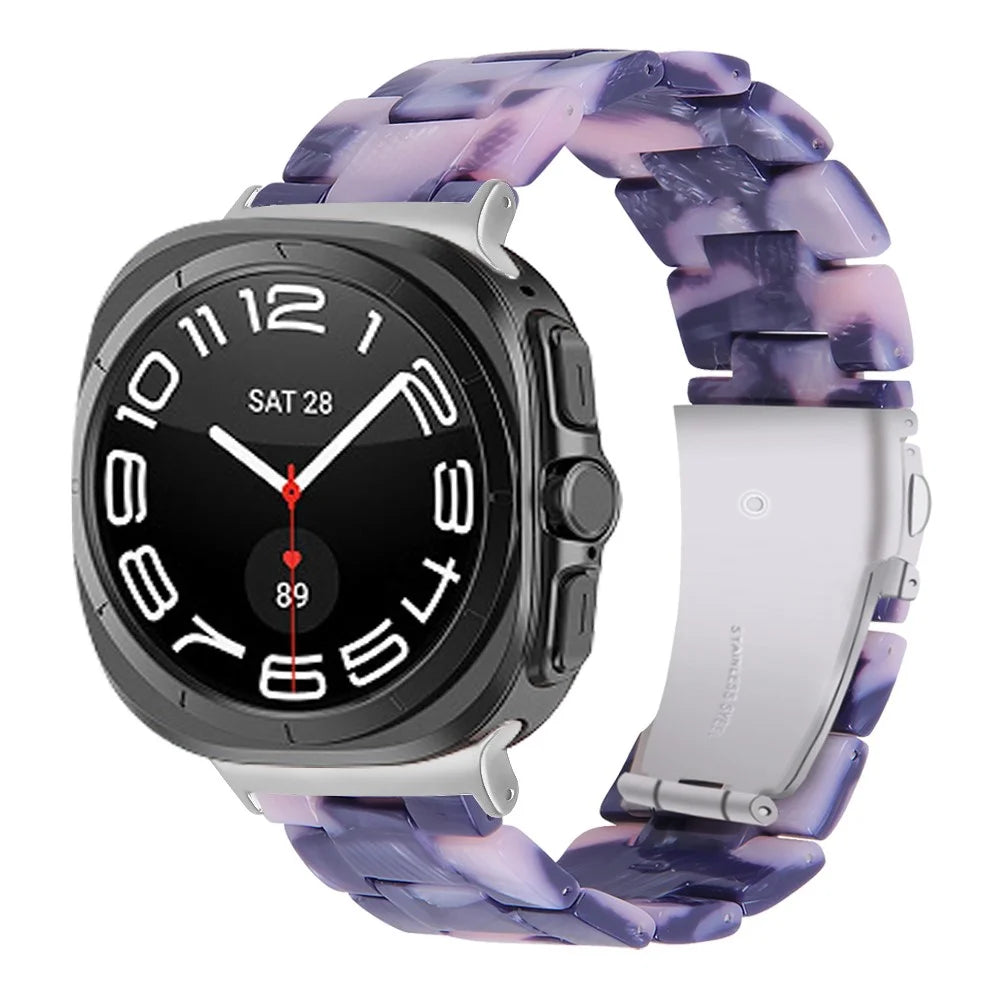 For Samsung Galaxy Watch Ultra2 47mm / Watch Ultra (2025) 47mm / Watch Ultra 47mm Band Acrylic Waterproof Resin Watch Strap - Black / Pink - 2