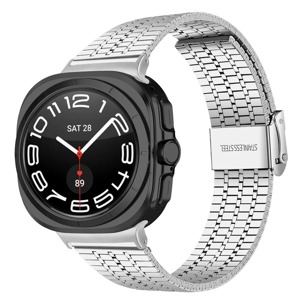 For Samsung Galaxy Watch Ultra2 47mm / Watch Ultra (2025) 47mm / Watch Ultra 47mm Band Silver Stainless Steel 7-Beads Watch Strap - 2