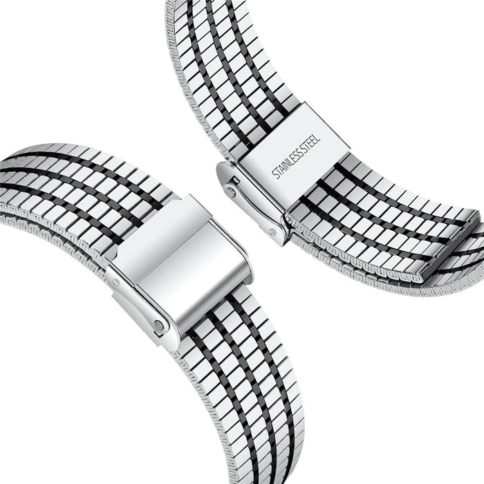 For Samsung Galaxy Watch Ultra2 47mm / Watch Ultra (2025) 47mm / Watch Ultra 47mm Band 7-Beads Electroplated Stainless Steel Watch Strap - Black / Silver - 3