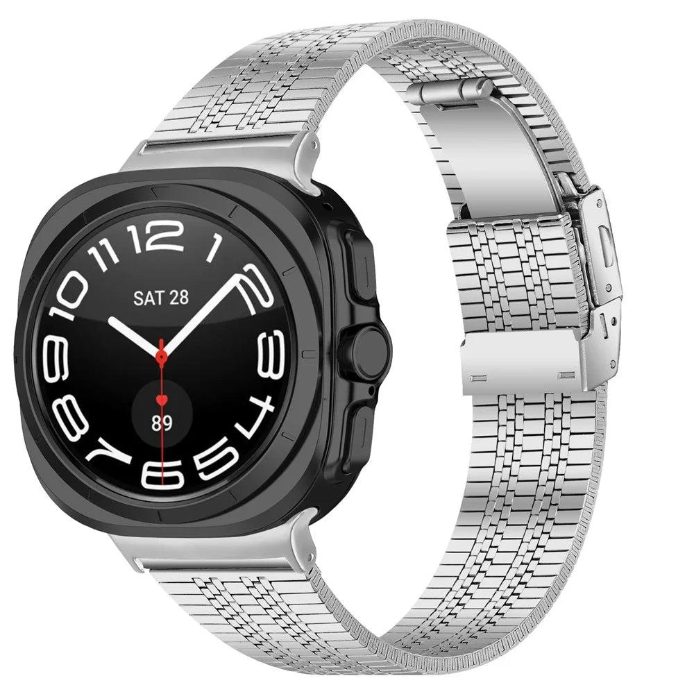 For Samsung Galaxy Watch Ultra2 47mm / Watch Ultra (2025) 47mm / Watch Ultra 47mm Band 5-Bead Silver Metal Watch Strap - 2