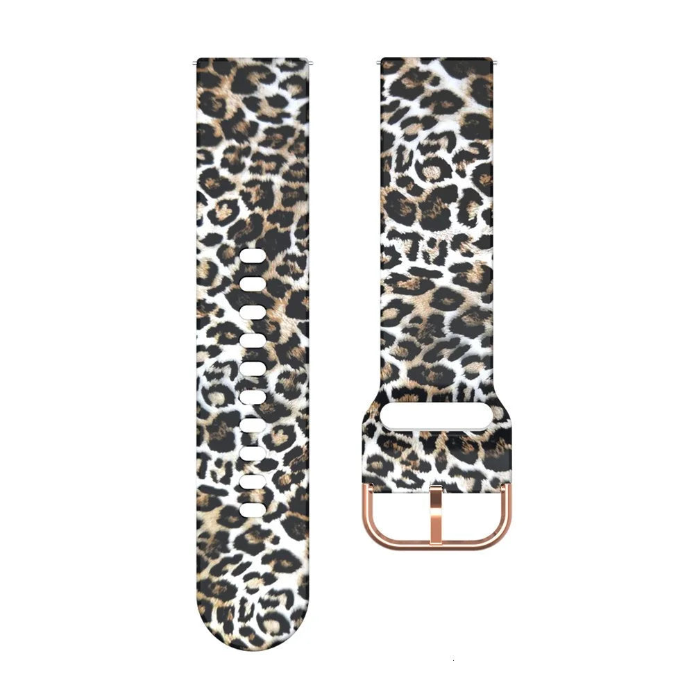 Universal 22mm Patterned Silicone Watch Band Strap for Huawei Watch 3 / 3 Pro / Samsung Amazfit Watch Etc - Leopard - 3