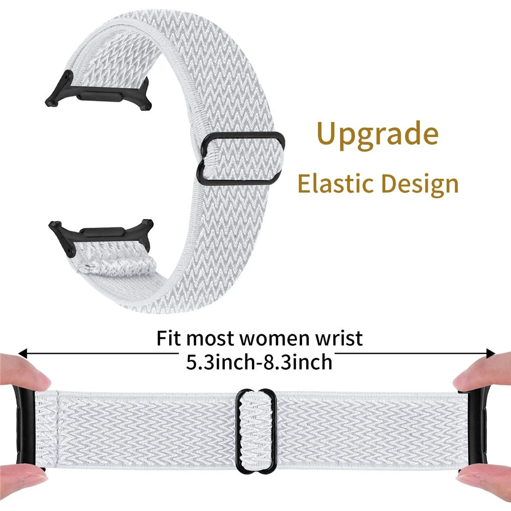 Elastic Band with Black Connector for Samsung Galaxy Watch Ultra2 47mm / Watch Ultra (2025) 47mm / Watch Ultra 47mm Adjustable Watch Strap - White - 6