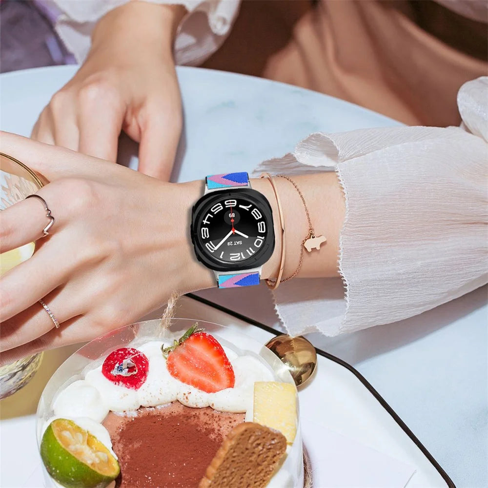 Pattern Design Band with Black Connector for Samsung Galaxy Watch Ultra2 47mm / Watch Ultra (2025) 47mm / Watch Ultra 47mm Elastic Watch Strap - 1 - 5