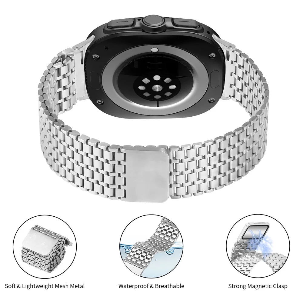 Silver Watch Band for Samsung Galaxy Watch Ultra (2025) 47mm / Ultra 47mm Magnetic Clasp Metal Watch Strap - 3