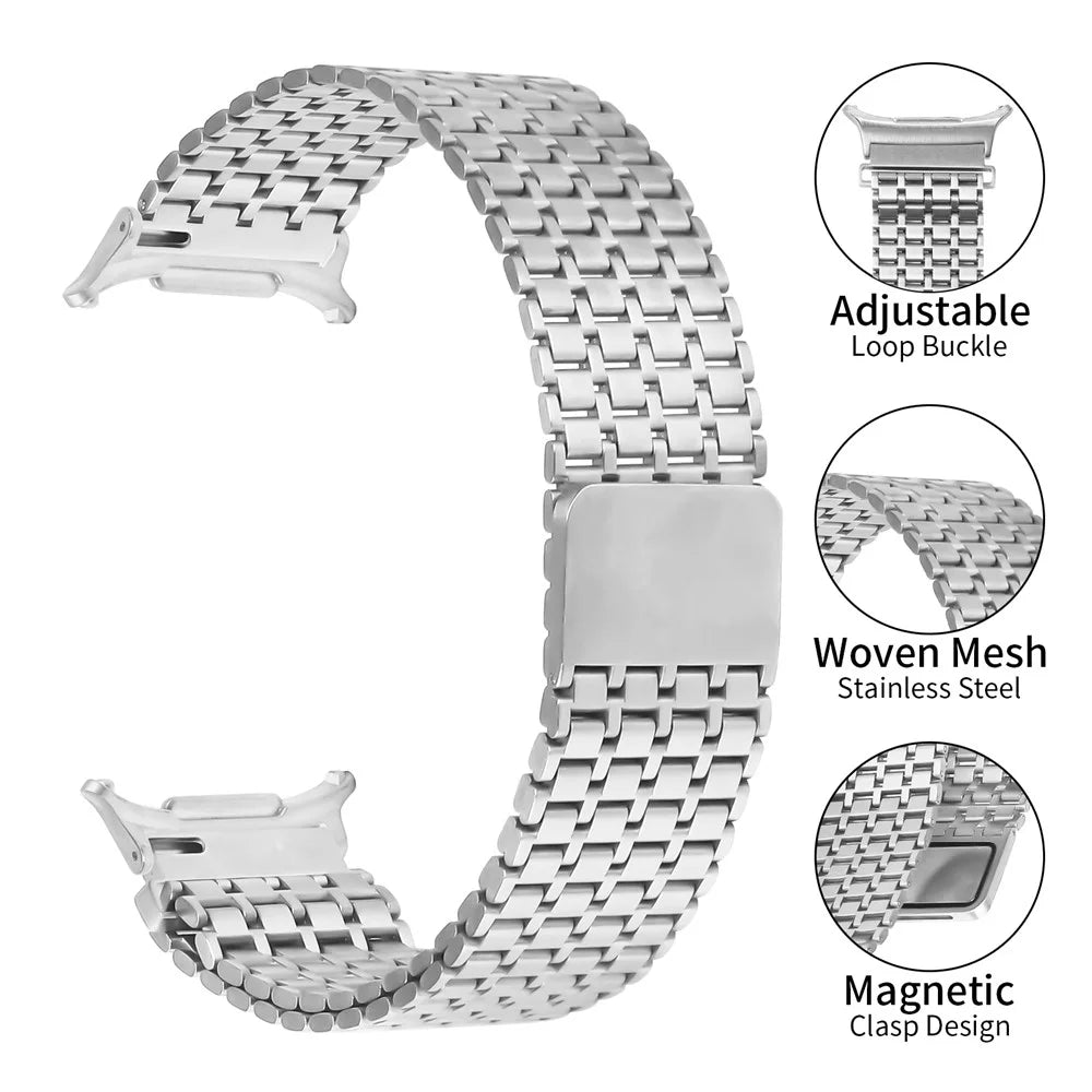 Silver Watch Band for Samsung Galaxy Watch Ultra (2025) 47mm / Ultra 47mm Magnetic Clasp Metal Watch Strap - 4