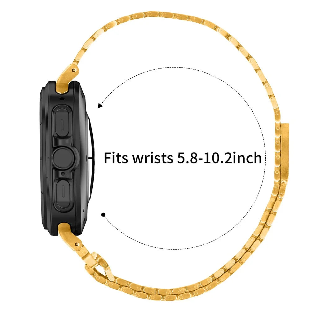 Colored Watch Band for Samsung Galaxy Watch Ultra (2025) 47mm / Ultra 47mm Stainless Steel Magnetic Nine-Bead Strap - Gold - 7
