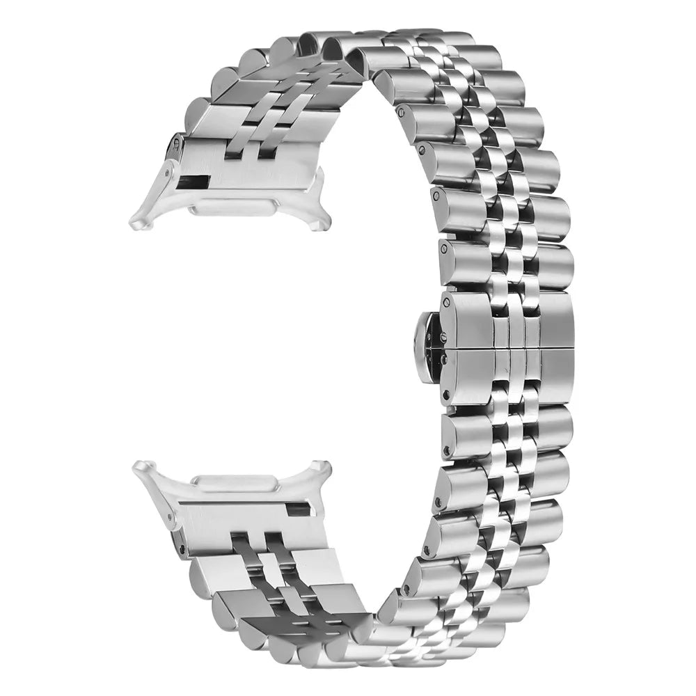 5-Bead Silver Band for Samsung Galaxy Watch Ultra (2025) 47mm / Ultra 47mm Butterfly Clasp Metal Watch Strap - 1