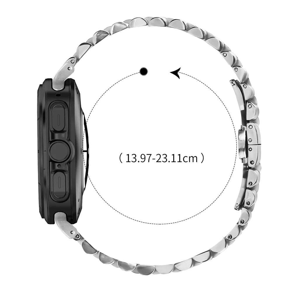 5-Bead Silver Band for Samsung Galaxy Watch Ultra (2025) 47mm / Ultra 47mm Butterfly Clasp Metal Watch Strap - 7