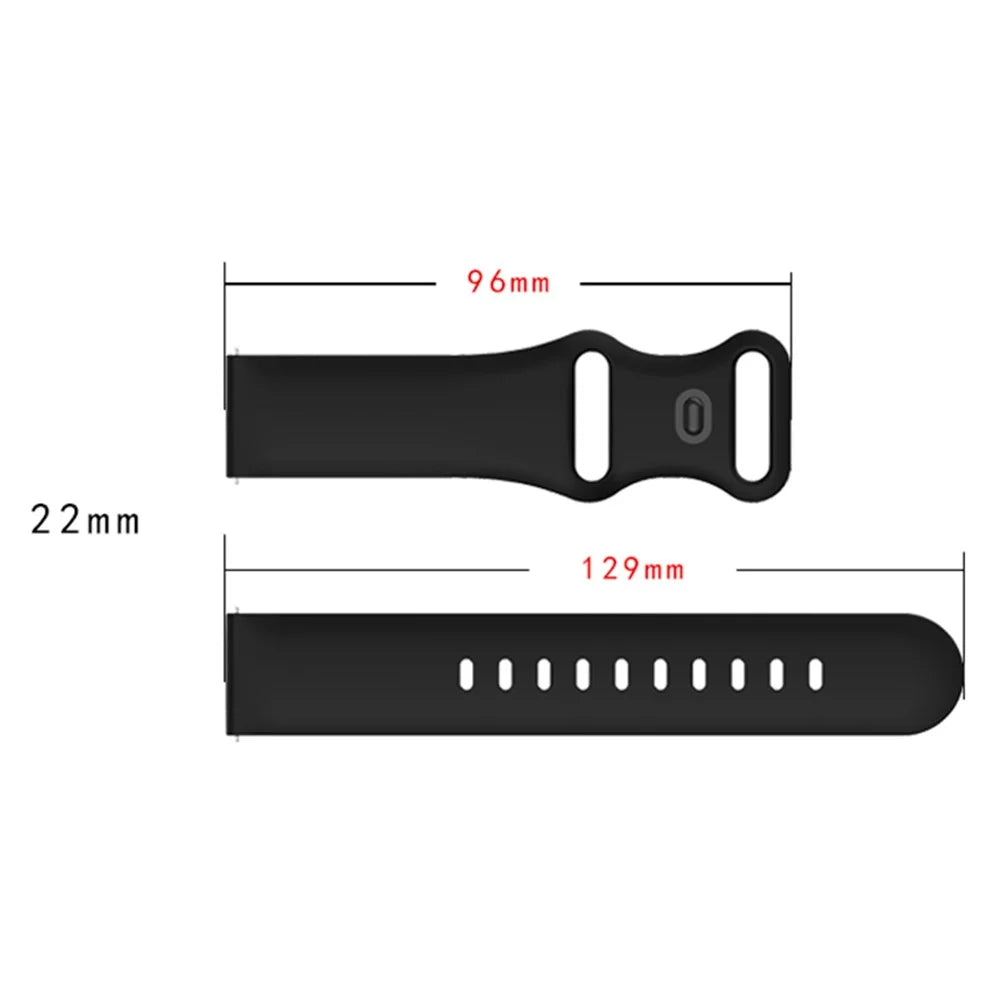 22mm Width Soft Silicone Universal Band Strap Replacement for Huawei Watch 3 / 3 Pro / Samsung Amazfit Watch Etc - Black - 5
