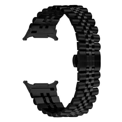 Colored Watch Band for Samsung Galaxy Watch Ultra (2025) 47mm / Ultra 47mm 5-Bead Metal Butterfly Clasp Strap - Black - 1